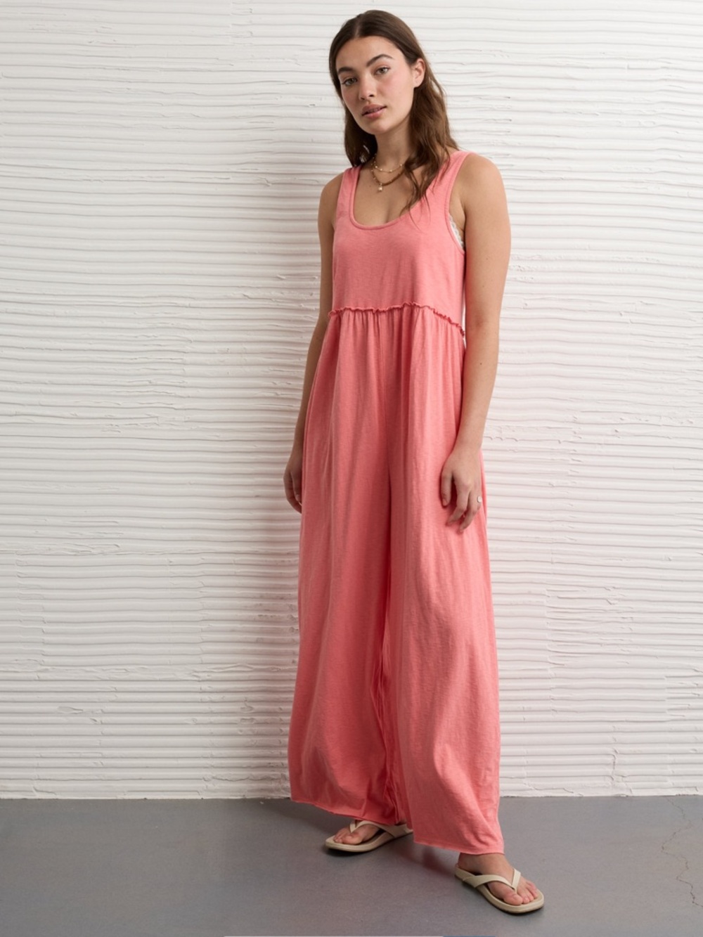 NWT American Eagle ($74.95) Coral Sunchaser Scoop Neck Jumpsuit - Picture 2 of 7